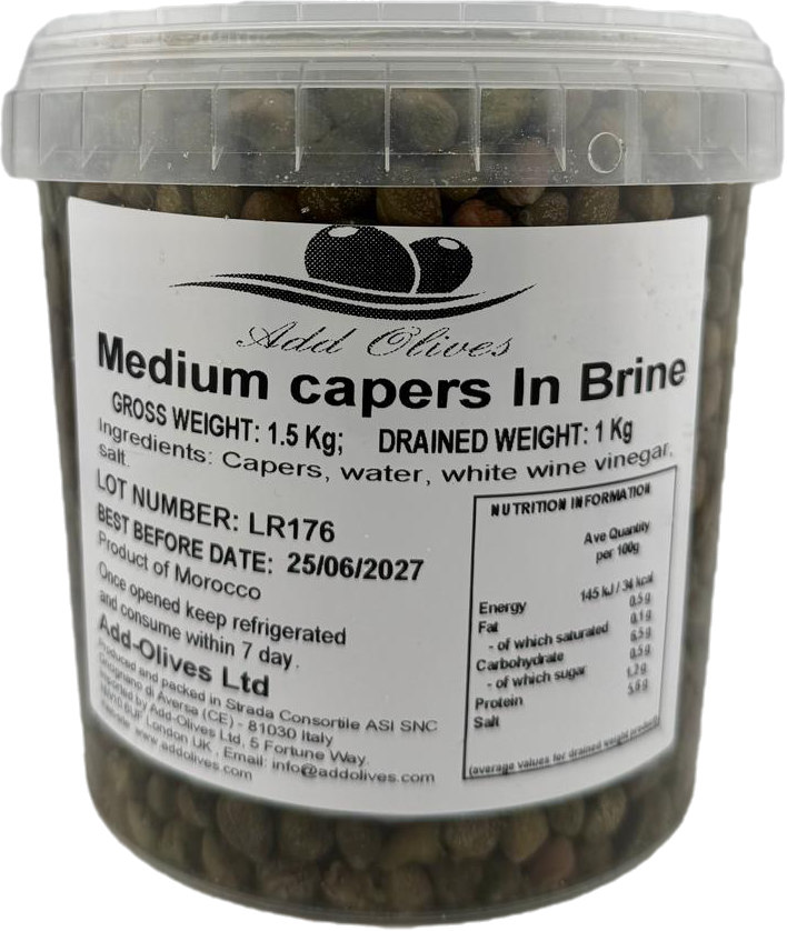 Capers medium in brine 1kg DW